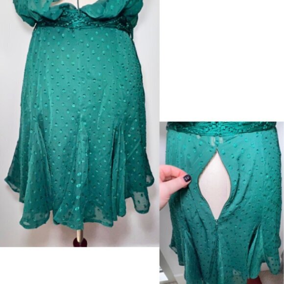 ASOS Green Spotted High Neck Tie Waist Flippy Mini Dress Size 8 - Picture 7 of 9